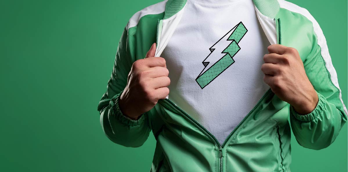 Person wearing a PhoneHero t-shirt